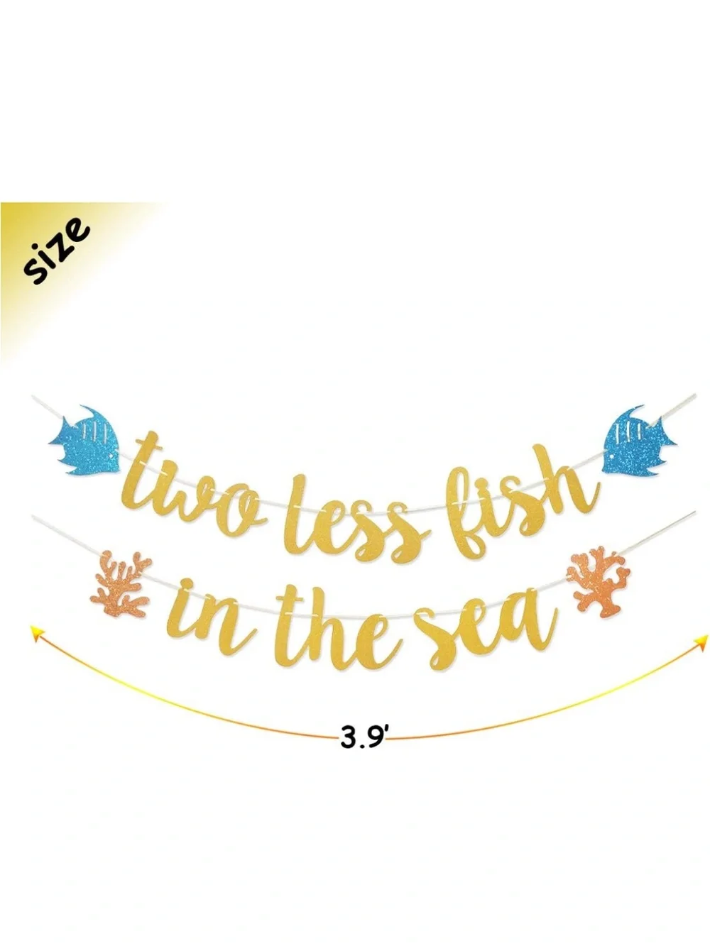 Bridal shower, two less fish in the sea themed banner and decorative fishnet